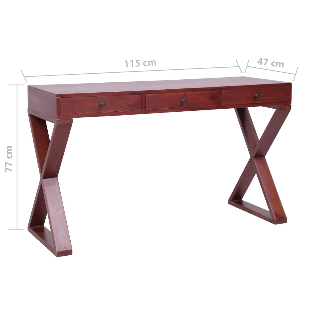 Tietokonepöytä ruskea 115x47x77 cm täysi mahonki - Sisustajankoti.fi