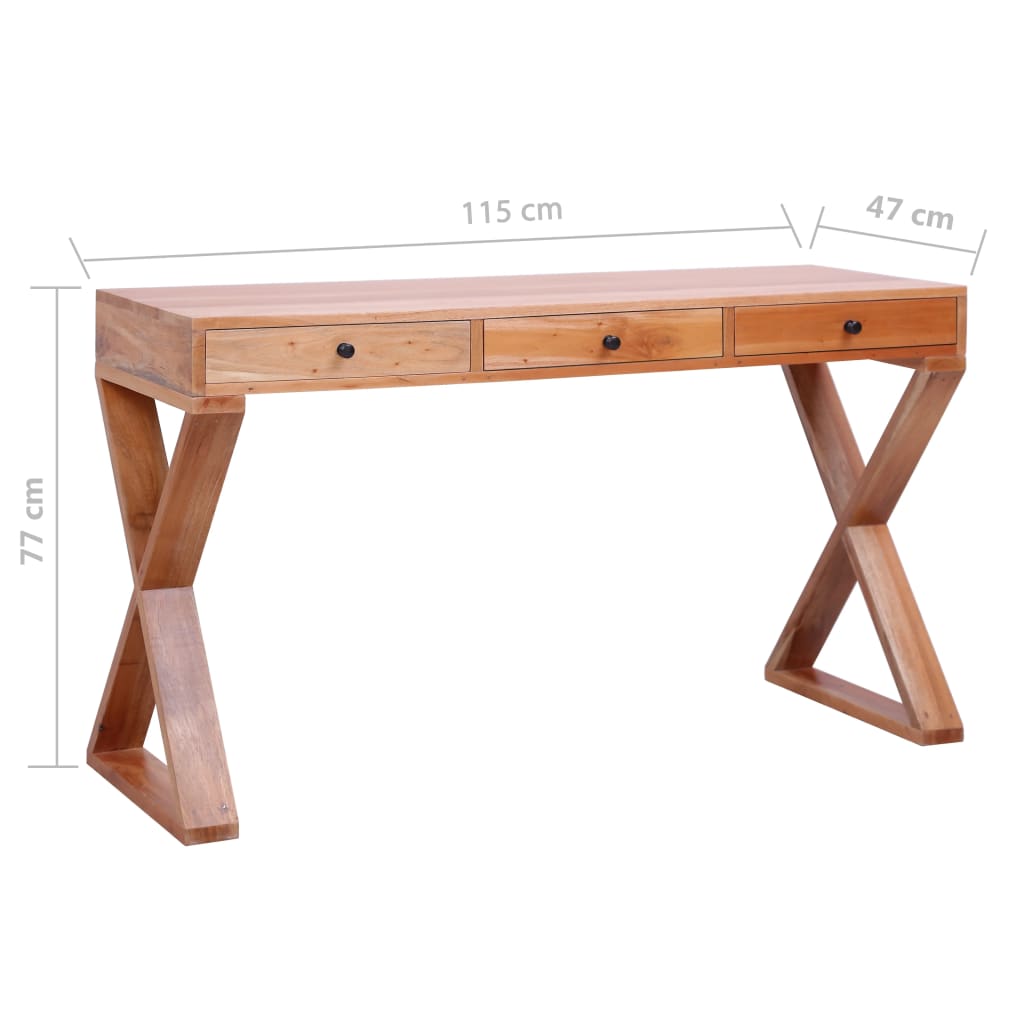 Tietokonepöytä luonnollinen 115x47x77 cm täysi mahonki - Sisustajankoti.fi