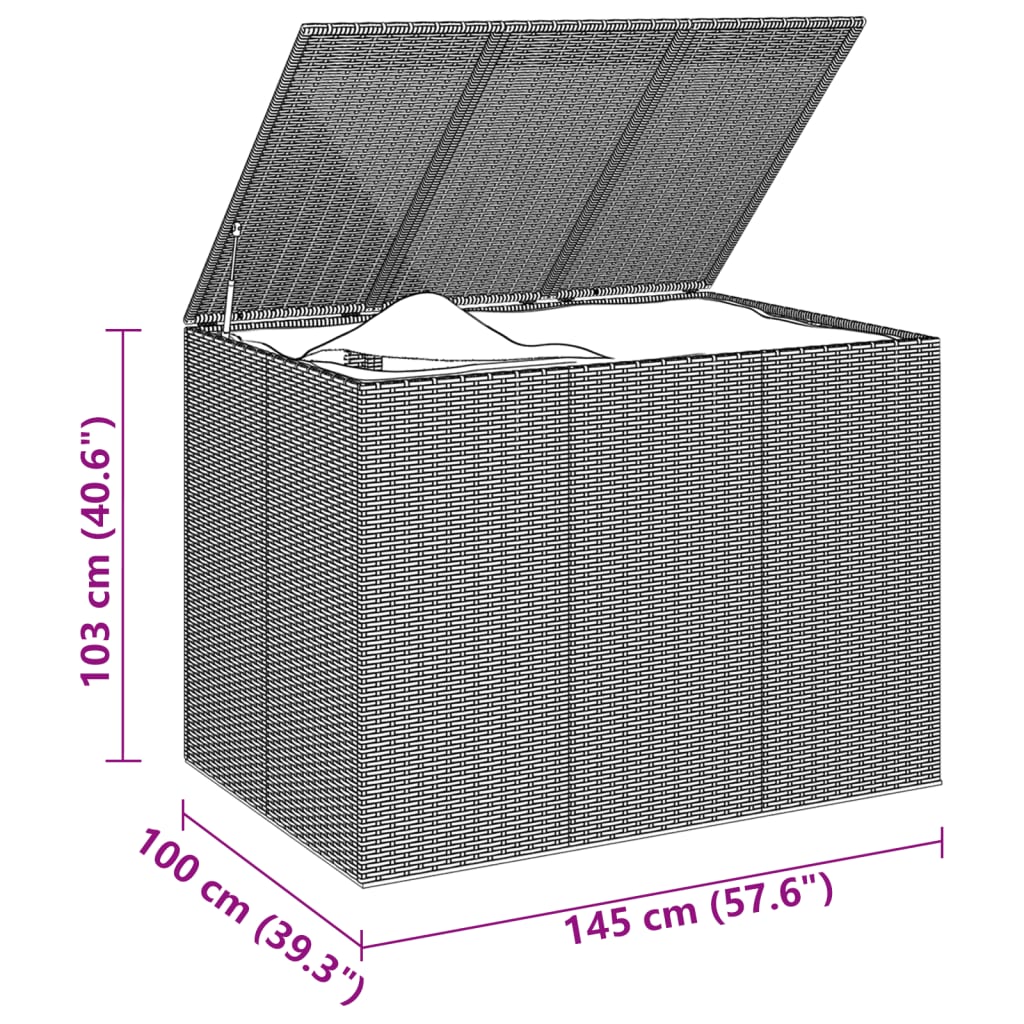 Puutarhan säilytyslaatikko PE-rottinki 145x100x103 cm musta - Sisustajankoti.fi