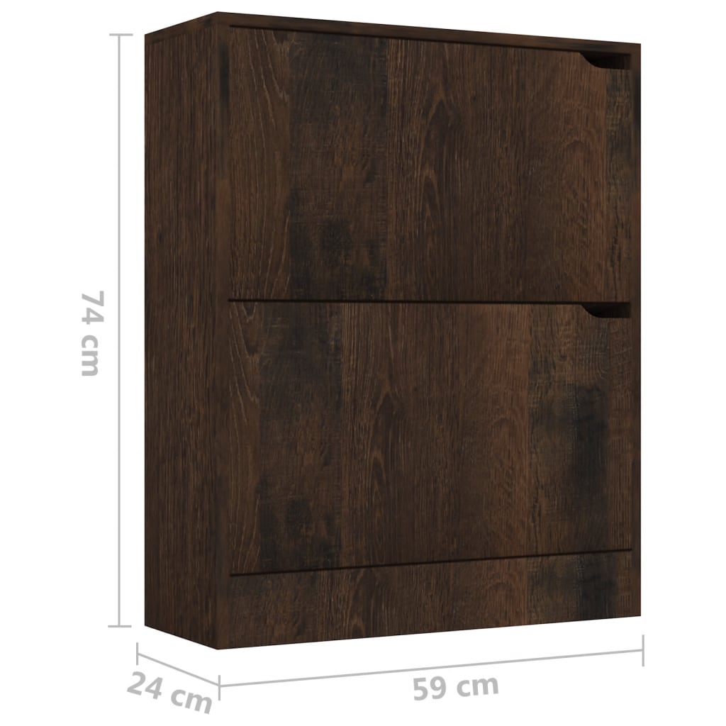 Kenkäkaappi 2 ovella savutammi 59x24x74 cm lastulevy - Sisustajankoti.fi