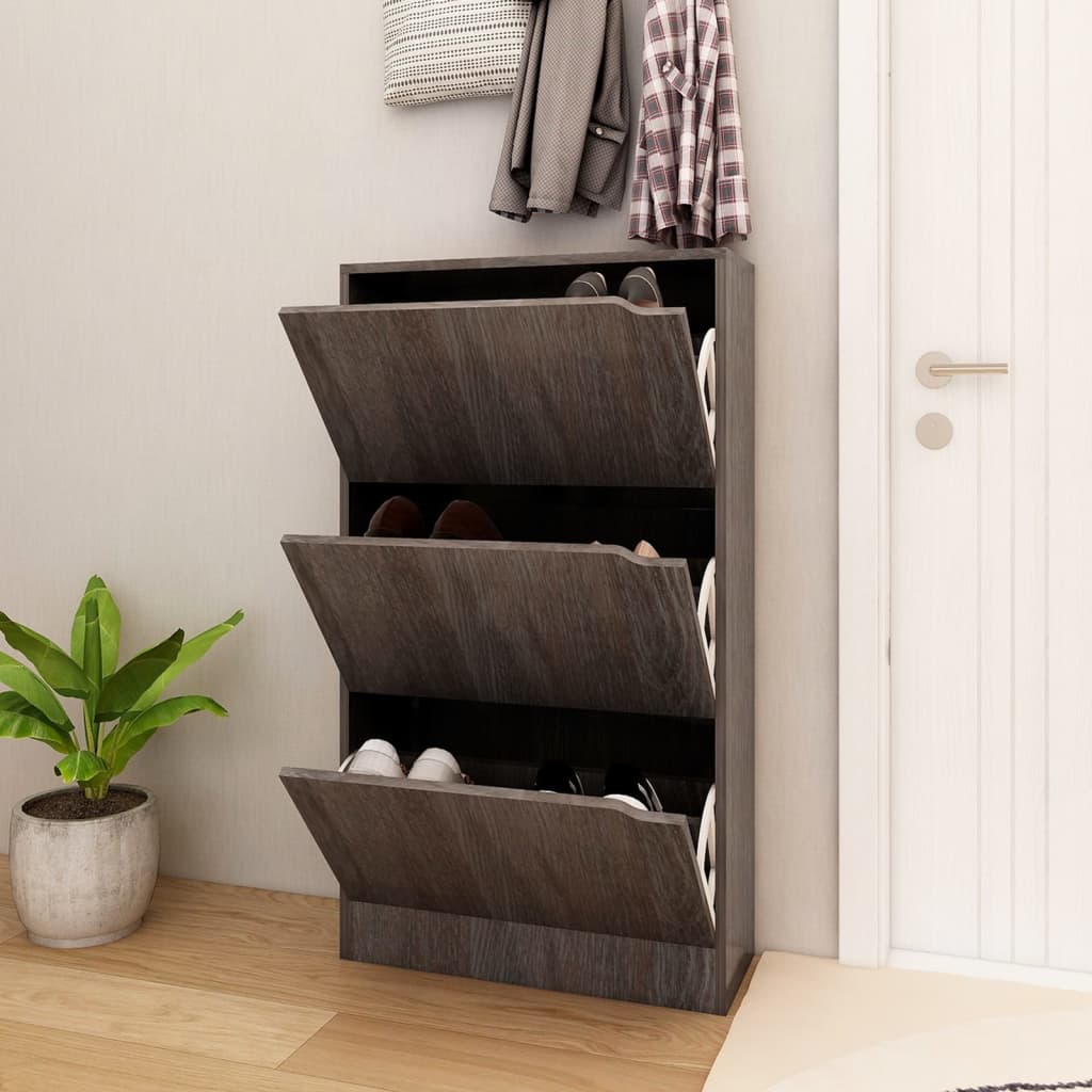 Kenkäkaappi 3 ovella harmaa Sonoma-tammi 59x24x105 cm lastulevy - Sisustajankoti.fi