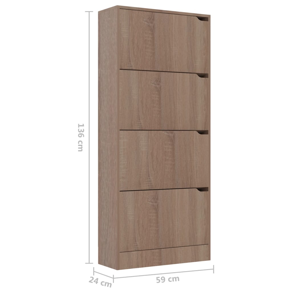 Kenkäkaappi 4 ovella Sonoma-tammi 59x24x136 cm lastulevy - Sisustajankoti.fi