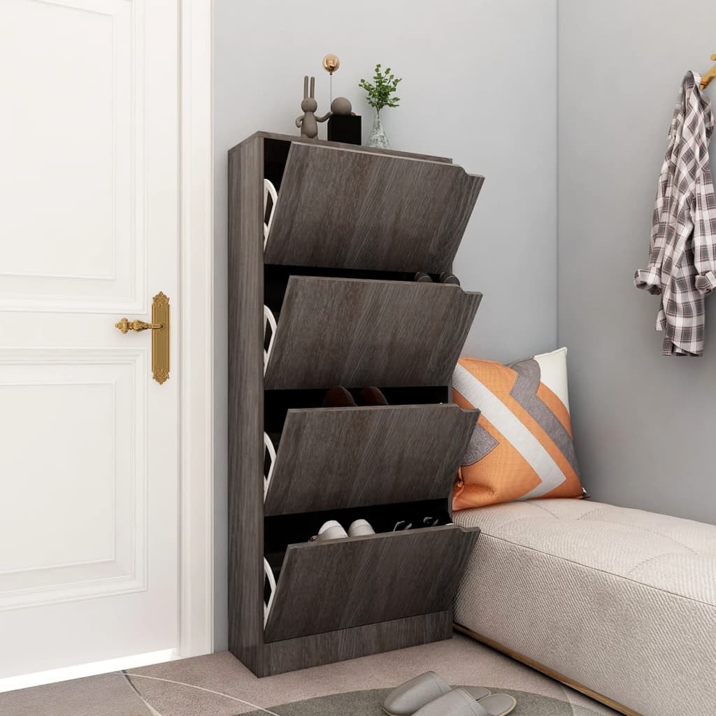 Kenkäkaappi 4 ovella harmaa Sonoma-tammi 59x24x136 cm lastulevy - Sisustajankoti.fi