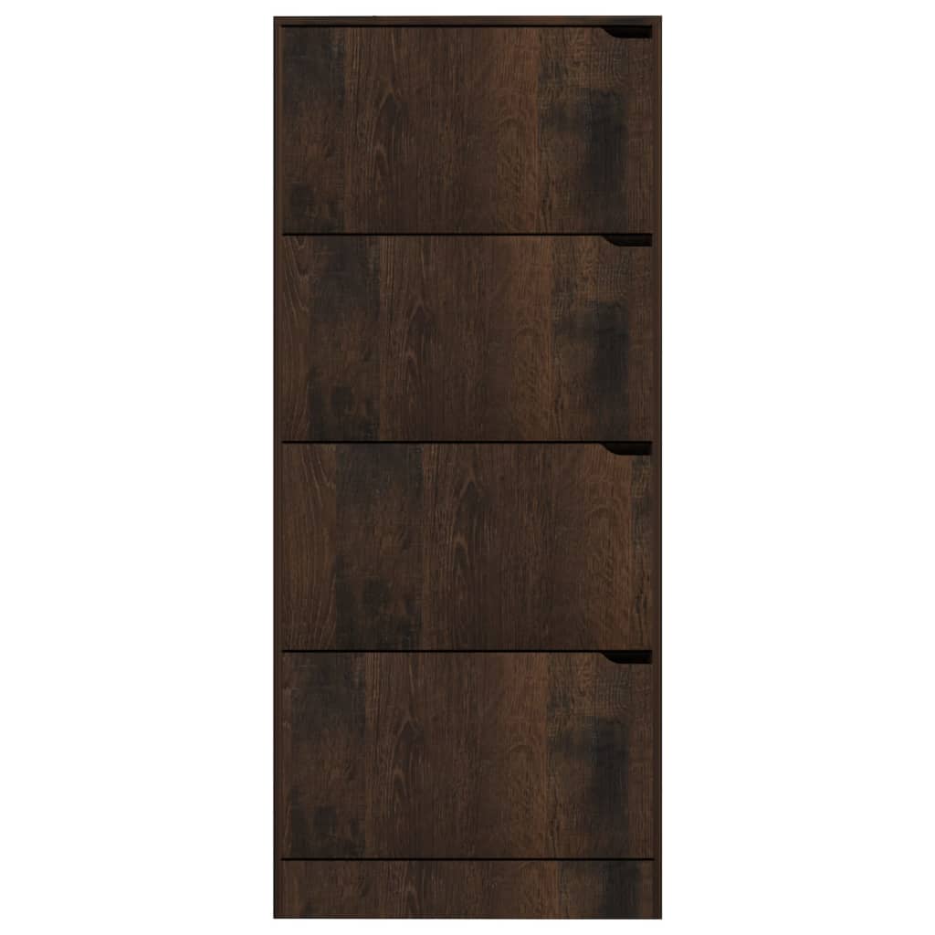 Kenkäkaappi 4 ovella savutammi 59x24x136 cm lastulevy - Sisustajankoti.fi