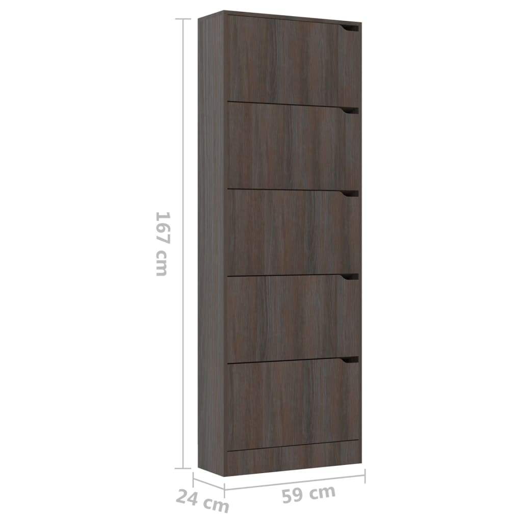 Kenkäkaappi 5 ovella harmaa Sonoma-tammi 59x24x167 cm lastulevy - Sisustajankoti.fi