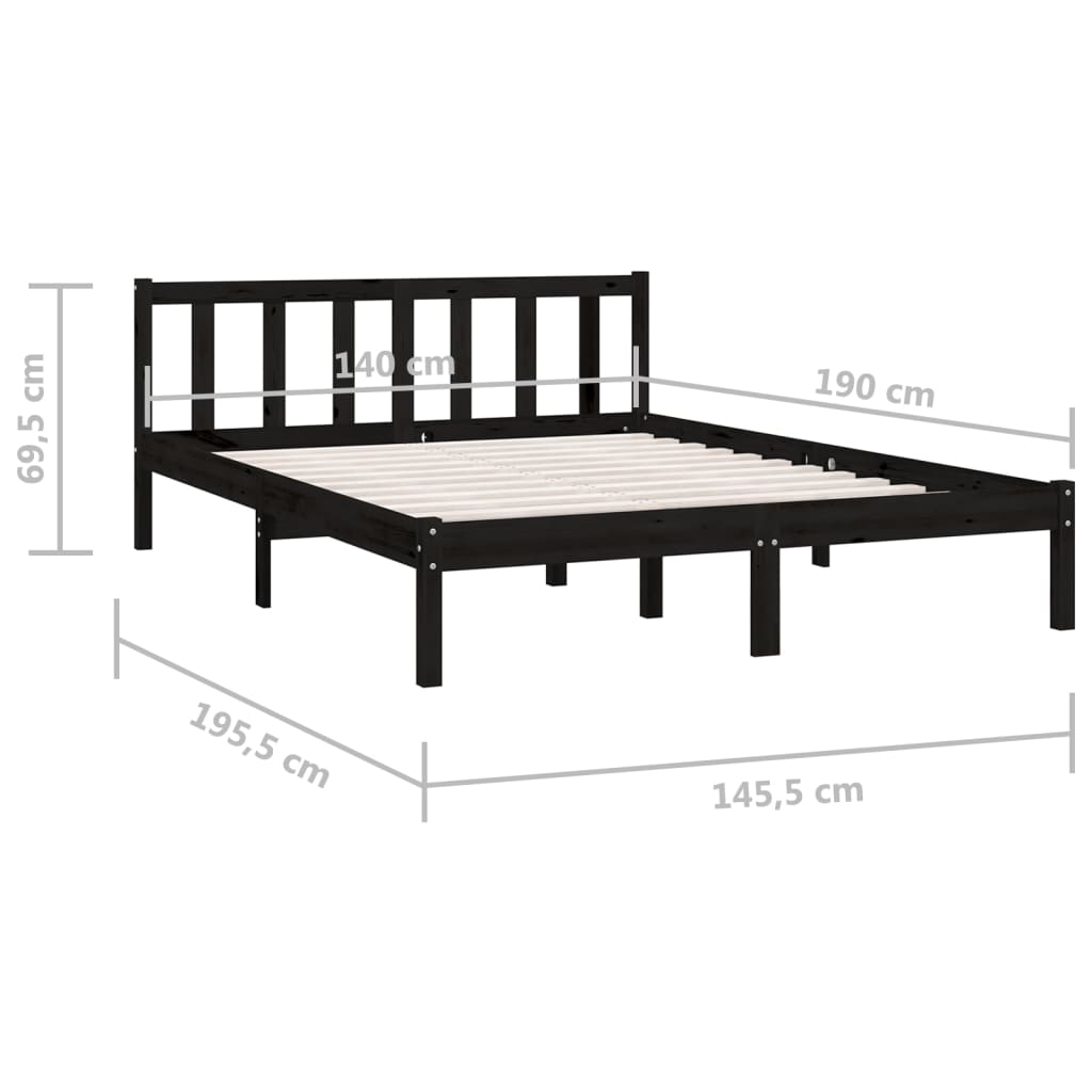 Sängynrunko musta täysi mänty 140x190 cm - Sisustajankoti.fi
