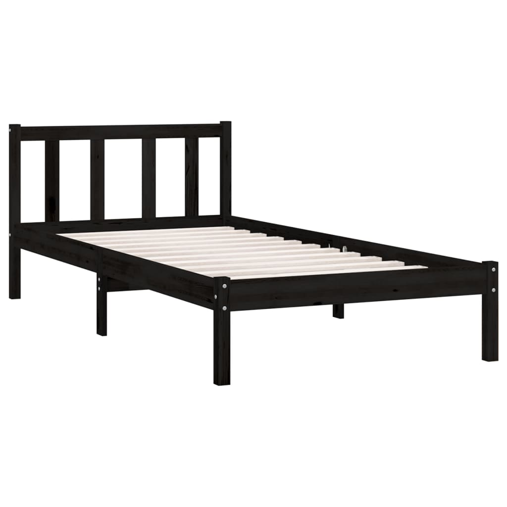 Sängynrunko musta täysi mänty 90x200 cm - Sisustajankoti.fi