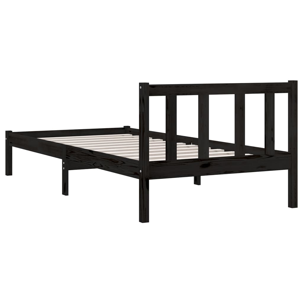 Sängynrunko musta täysi mänty 90x200 cm - Sisustajankoti.fi