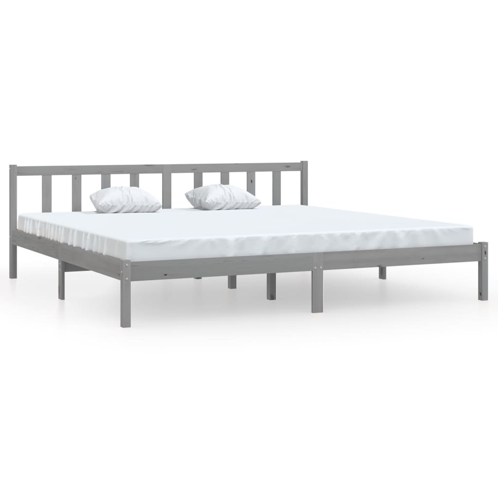 Sängynrunko harmaa täysi mänty 200x200 cm - Sisustajankoti.fi