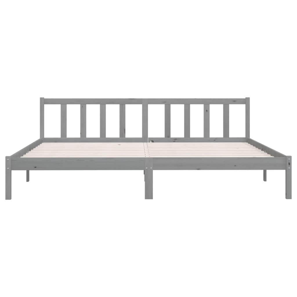 Sängynrunko harmaa täysi mänty 200x200 cm - Sisustajankoti.fi