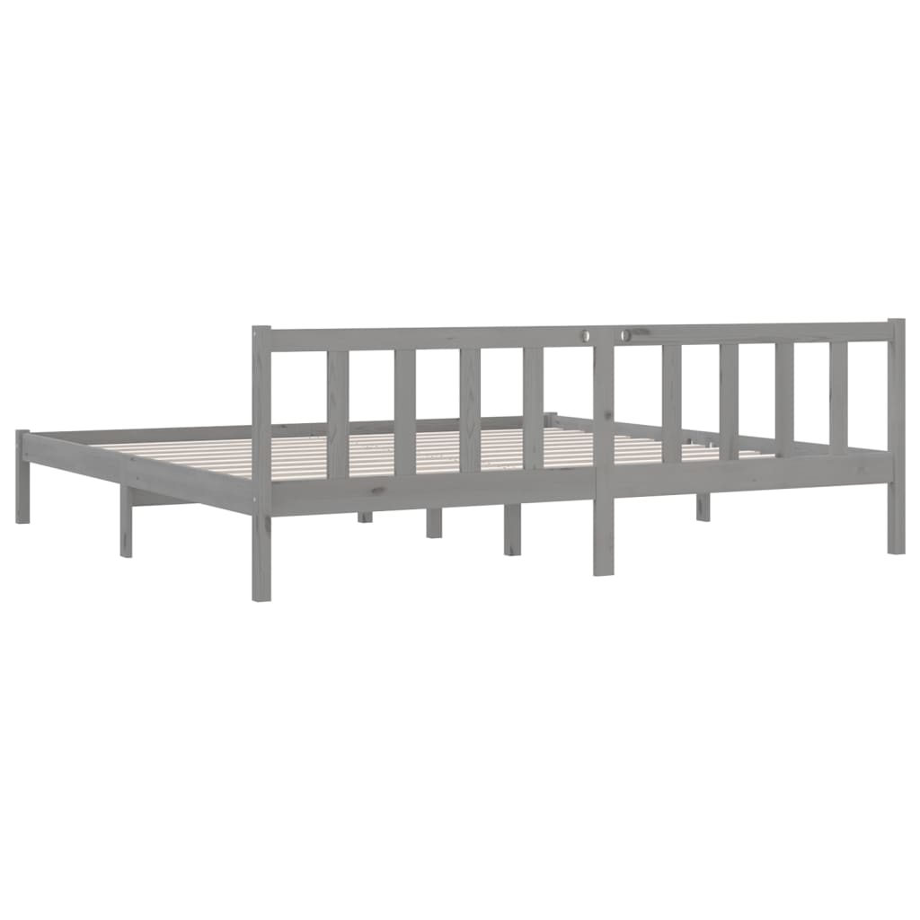 Sängynrunko harmaa täysi mänty 200x200 cm - Sisustajankoti.fi