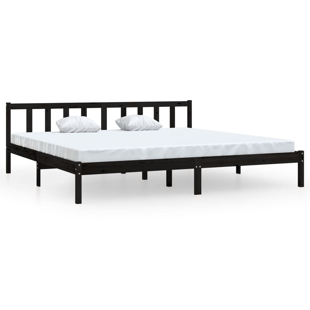 Sängynrunko musta täysi mänty 200x200 cm - Sisustajankoti.fi