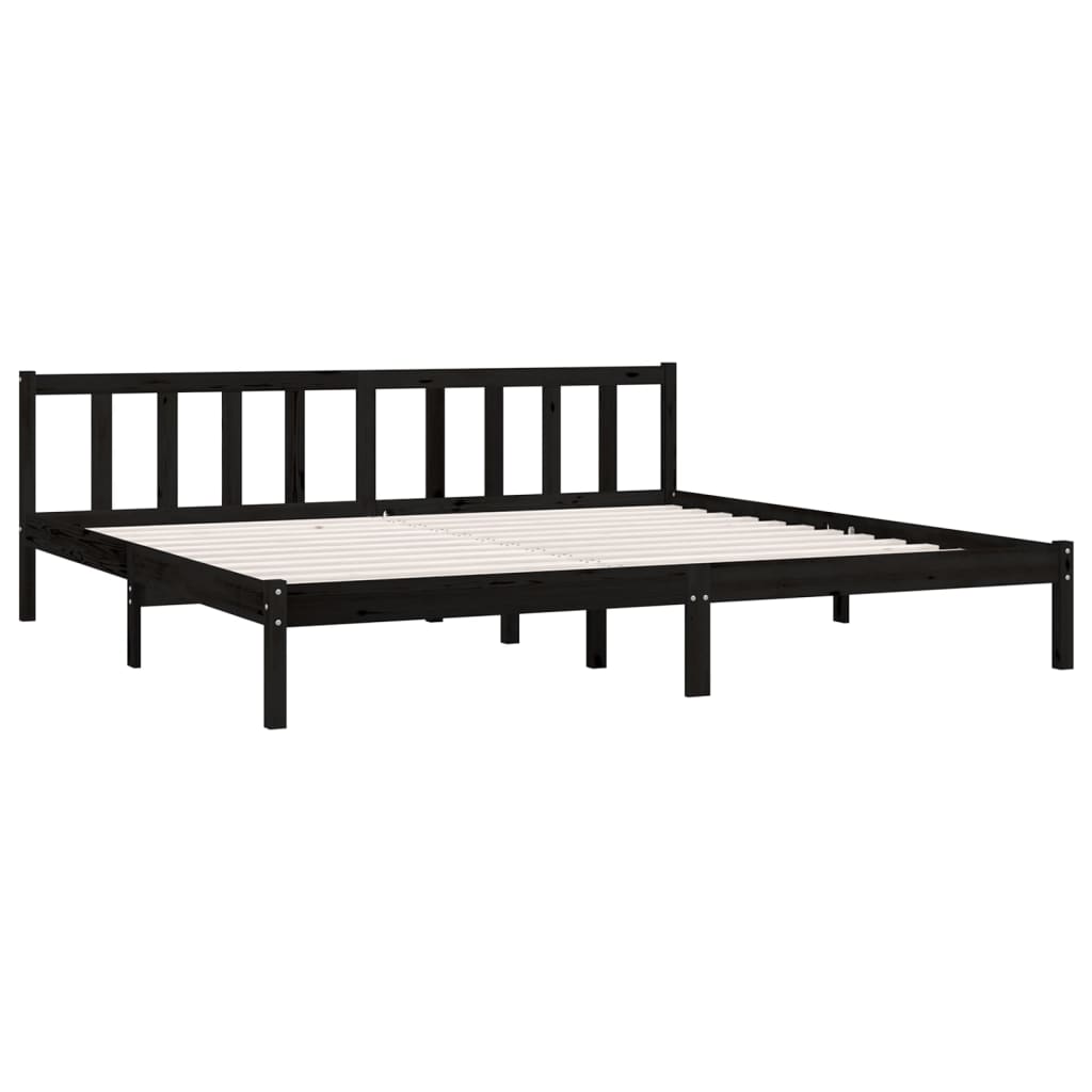 Sängynrunko musta täysi mänty 200x200 cm - Sisustajankoti.fi