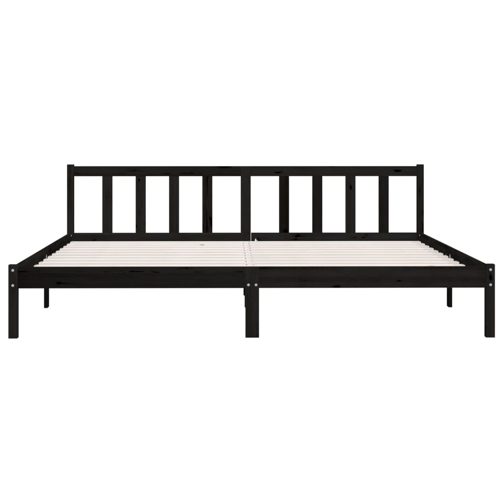 Sängynrunko musta täysi mänty 200x200 cm - Sisustajankoti.fi