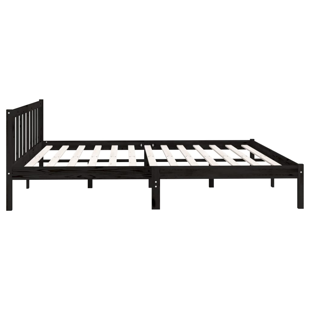 Sängynrunko musta täysi mänty 200x200 cm - Sisustajankoti.fi