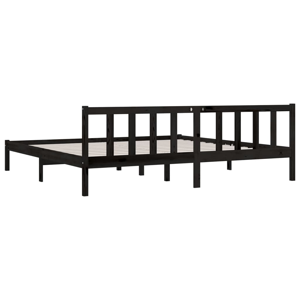 Sängynrunko musta täysi mänty 200x200 cm - Sisustajankoti.fi