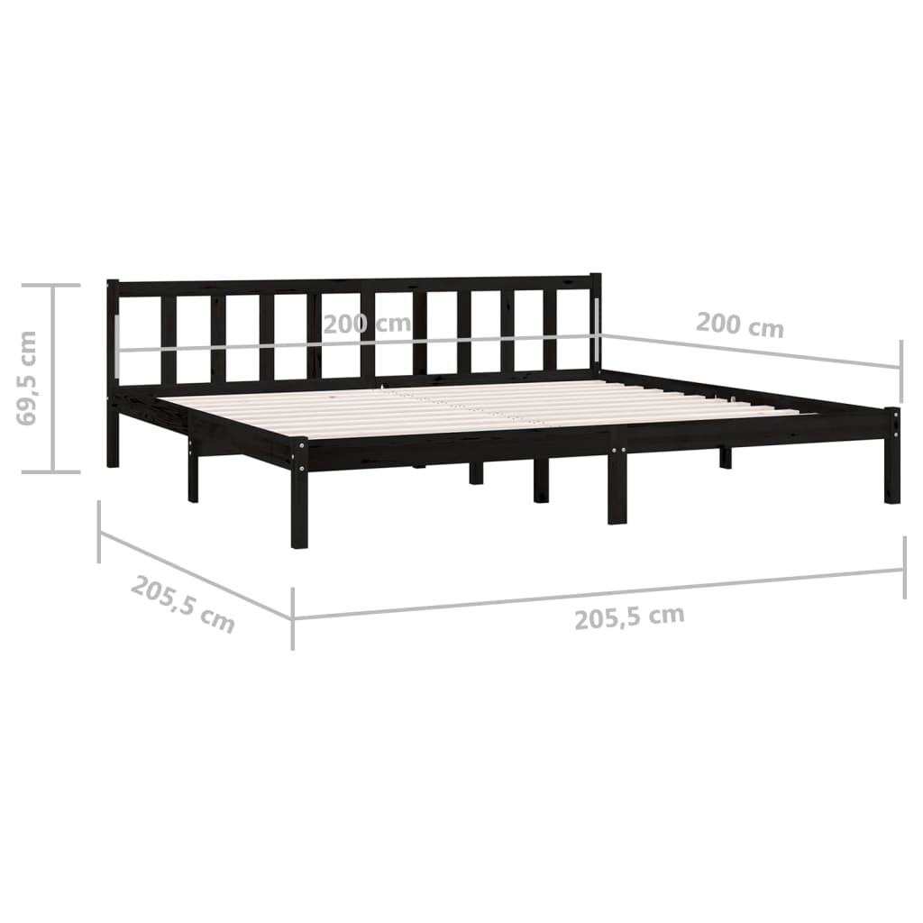 Sängynrunko musta täysi mänty 200x200 cm - Sisustajankoti.fi