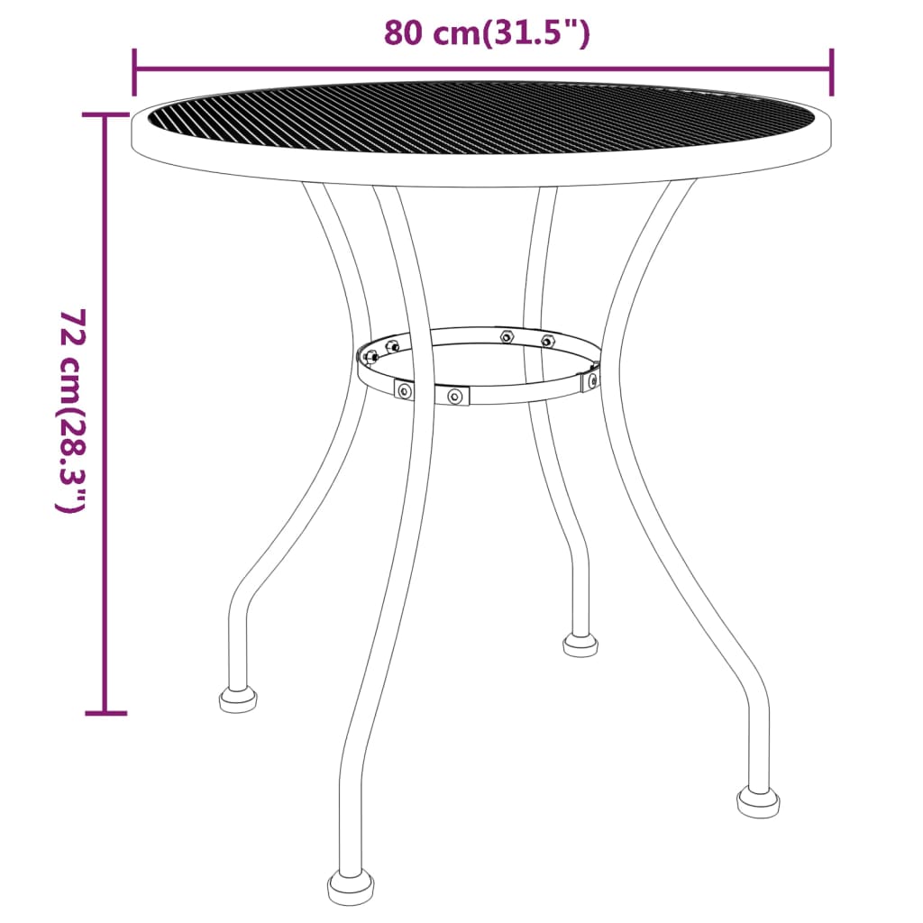 Puutarhapöytä Ø80x72 cm laajennettu metalliverkko antrasiitti - Sisustajankoti.fi