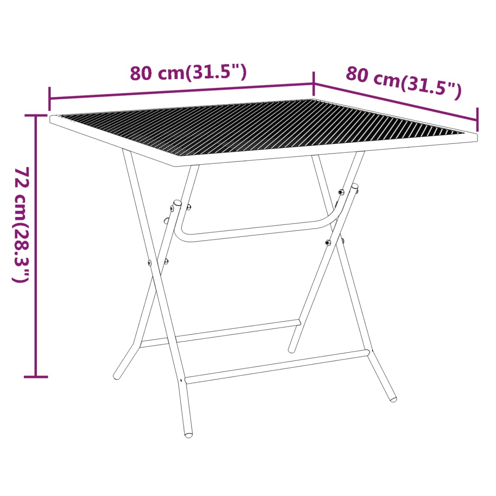 Puutarhapöytä 80x80x72 cm laajennettu metalliverkko antrasiitti - Sisustajankoti.fi