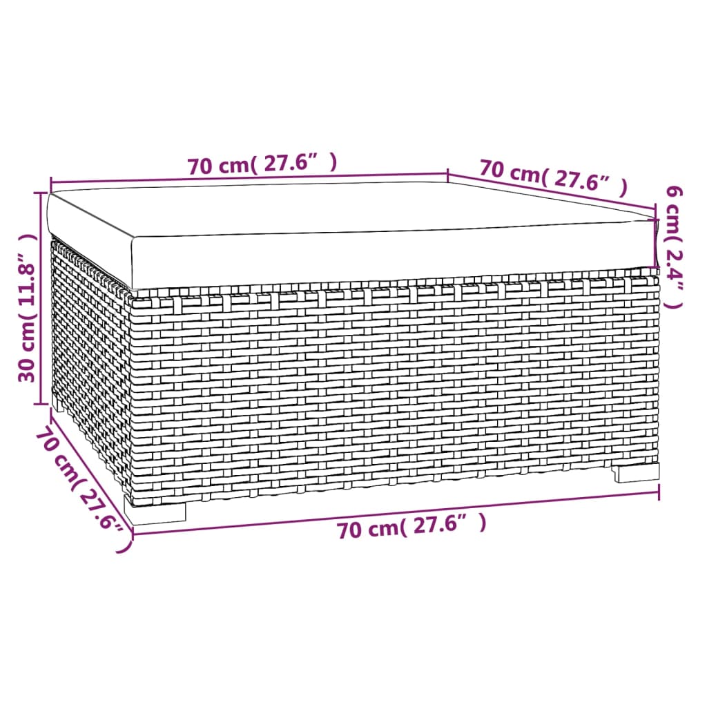 Puutarharahi tyynyllä ruskea 70x70x30 cm polyrottinki - Sisustajankoti.fi