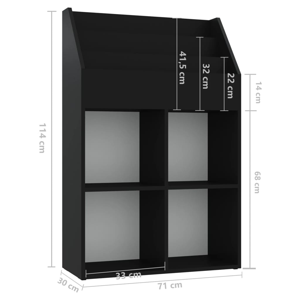 Lasten lehtiteline musta 71x30x114 cm lastulevy - Sisustajankoti.fi