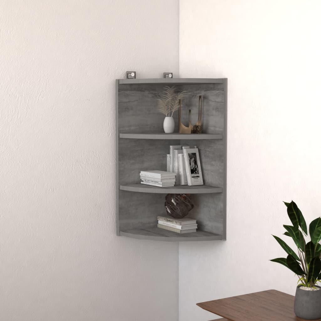 Seinäkulmahylly betoninharmaa 30x31,5x60 cm lastulevy - Sisustajankoti.fi