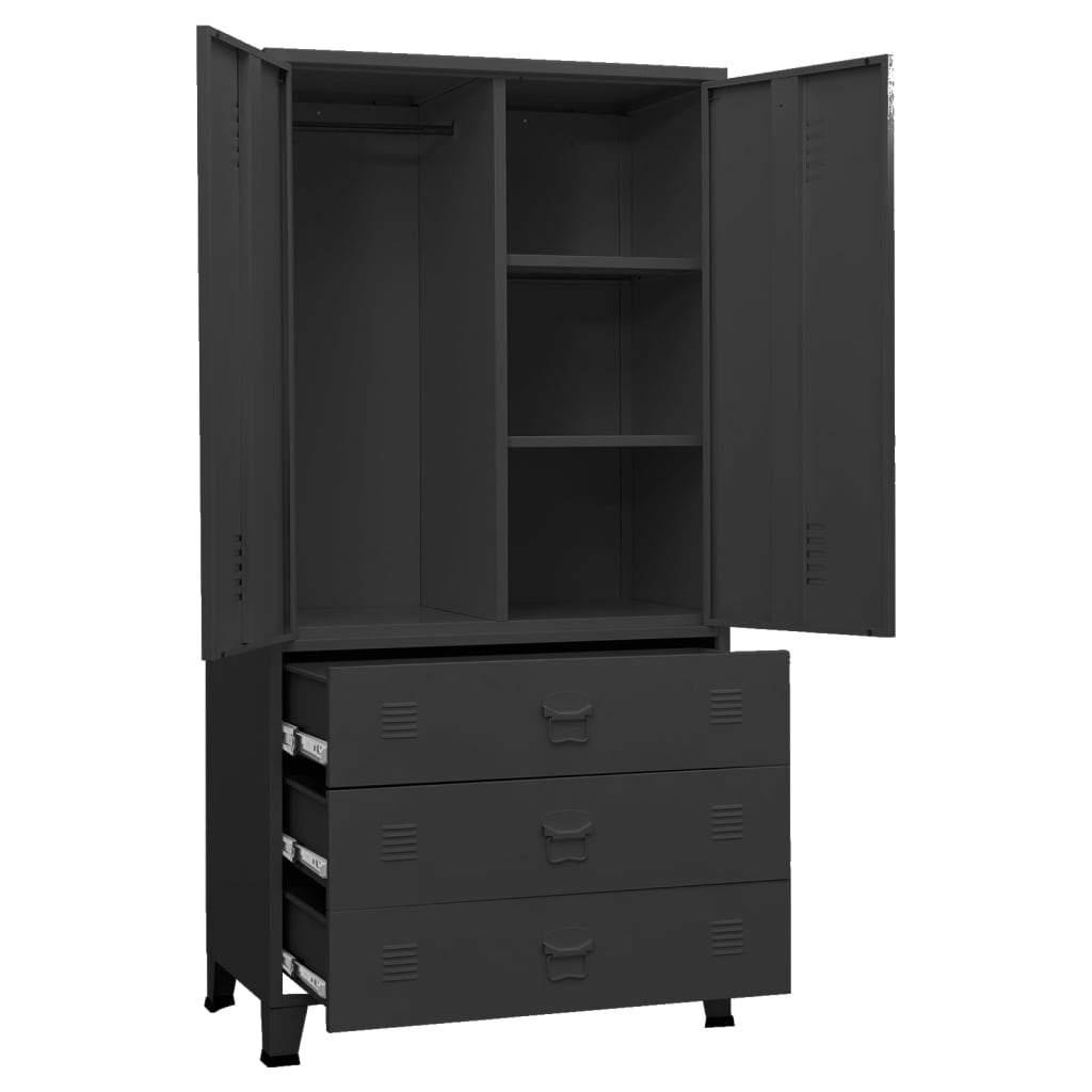 Teollisuusvaatekaappi musta 90x50x180 cm metalli - Sisustajankoti.fi