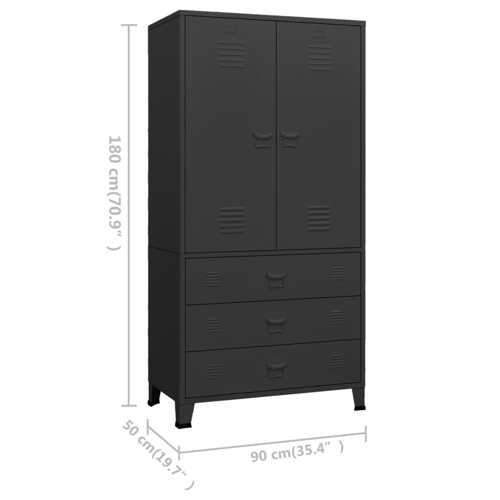 Teollisuusvaatekaappi musta 90x50x180 cm metalli - Sisustajankoti.fi