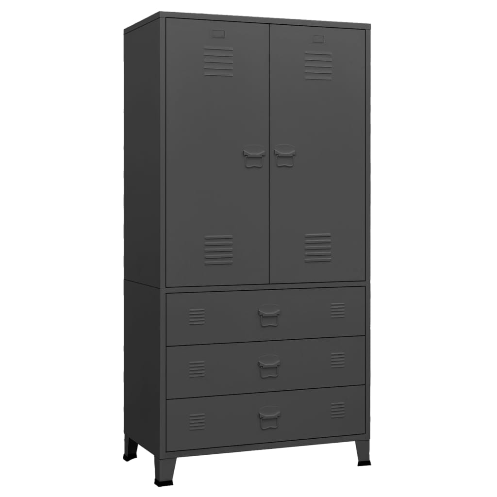 Vaatekaappi antrasiitti 90x50x180 cm metalli - Sisustajankoti.fi