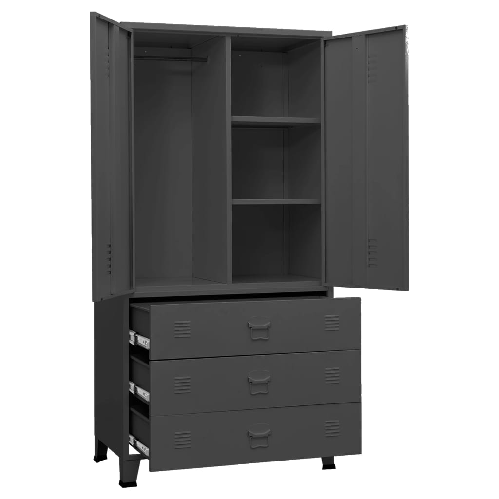 Vaatekaappi antrasiitti 90x50x180 cm metalli - Sisustajankoti.fi