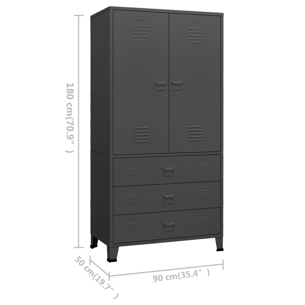 Vaatekaappi antrasiitti 90x50x180 cm metalli - Sisustajankoti.fi