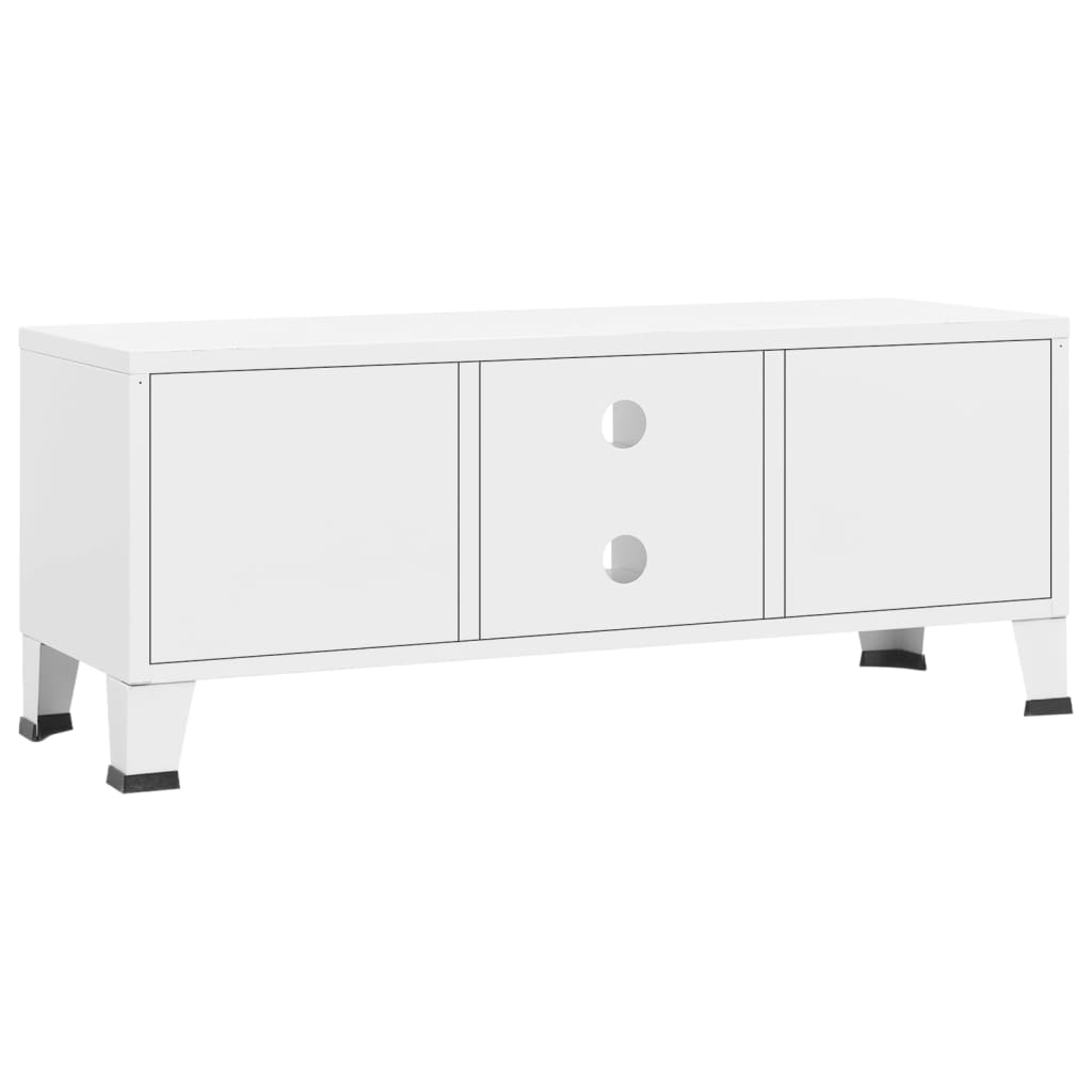 Teollinen TV-taso valkoinen 105x35x42 cm metalli - Sisustajankoti.fi