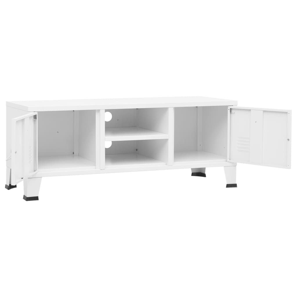 Teollinen TV-taso valkoinen 105x35x42 cm metalli - Sisustajankoti.fi