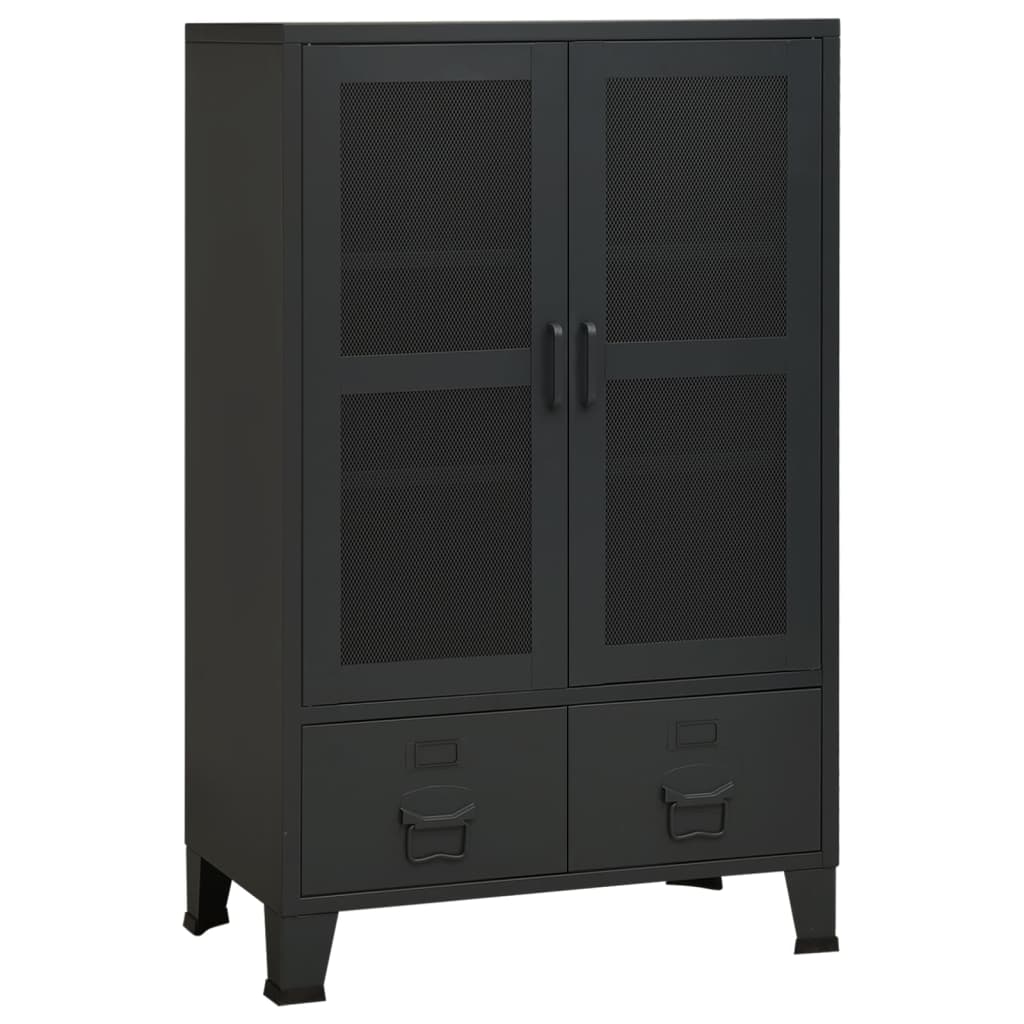 Teollinen säilytyskaappi musta 70x40x115 cm metalli - Sisustajankoti.fi