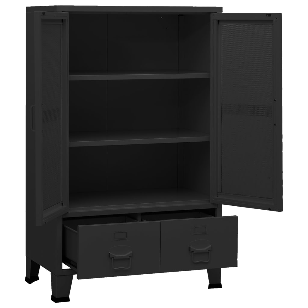 Teollinen säilytyskaappi musta 70x40x115 cm metalli - Sisustajankoti.fi