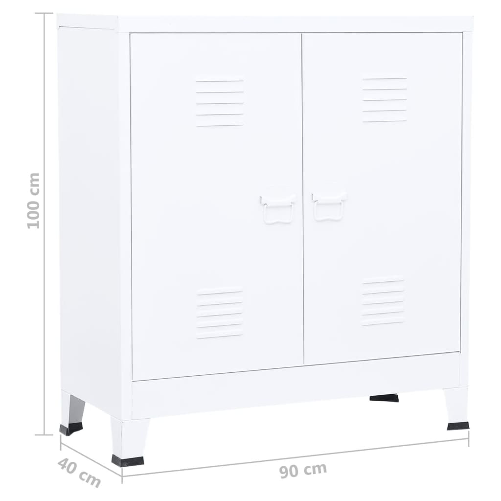 Teollinen arkistokaappi valkoinen 90x40x100 cm teräs - Sisustajankoti.fi