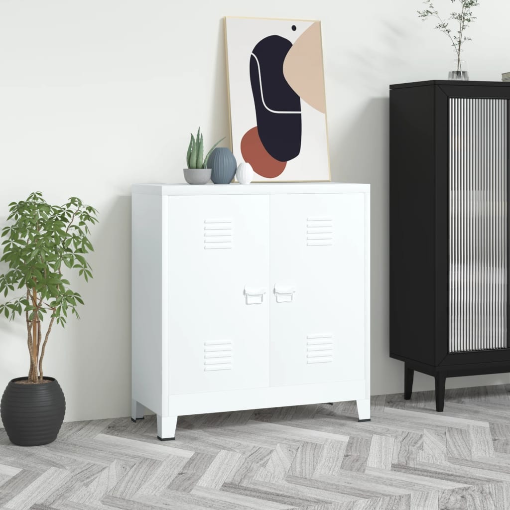 Teollinen arkistokaappi valkoinen 90x40x100 cm teräs - Sisustajankoti.fi