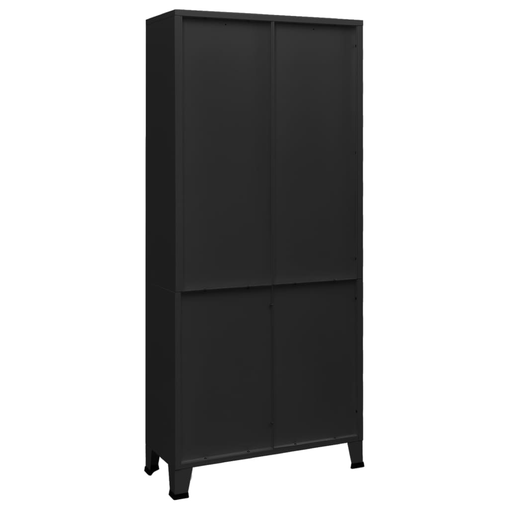 Teollinen kirjahylly musta 80x32x180 cm teräs - Sisustajankoti.fi