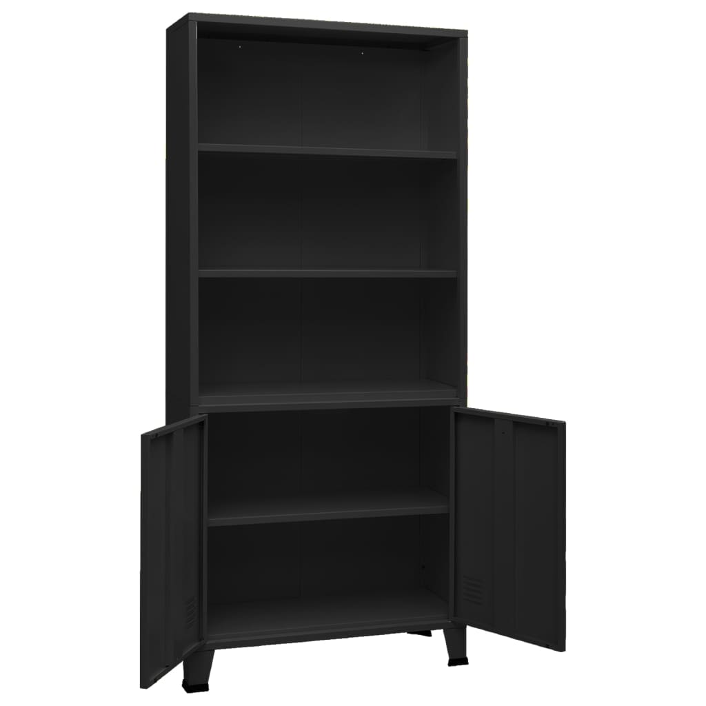 Teollinen kirjahylly musta 80x32x180 cm teräs - Sisustajankoti.fi