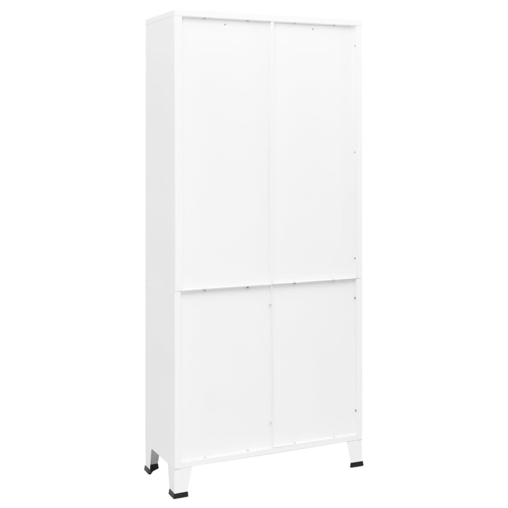 Teollinen kirjahylly valkoinen 80x32x180 cm teräs - Sisustajankoti.fi