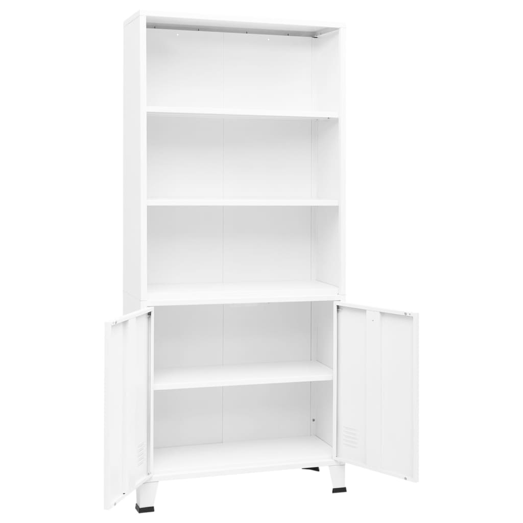 Teollinen kirjahylly valkoinen 80x32x180 cm teräs - Sisustajankoti.fi