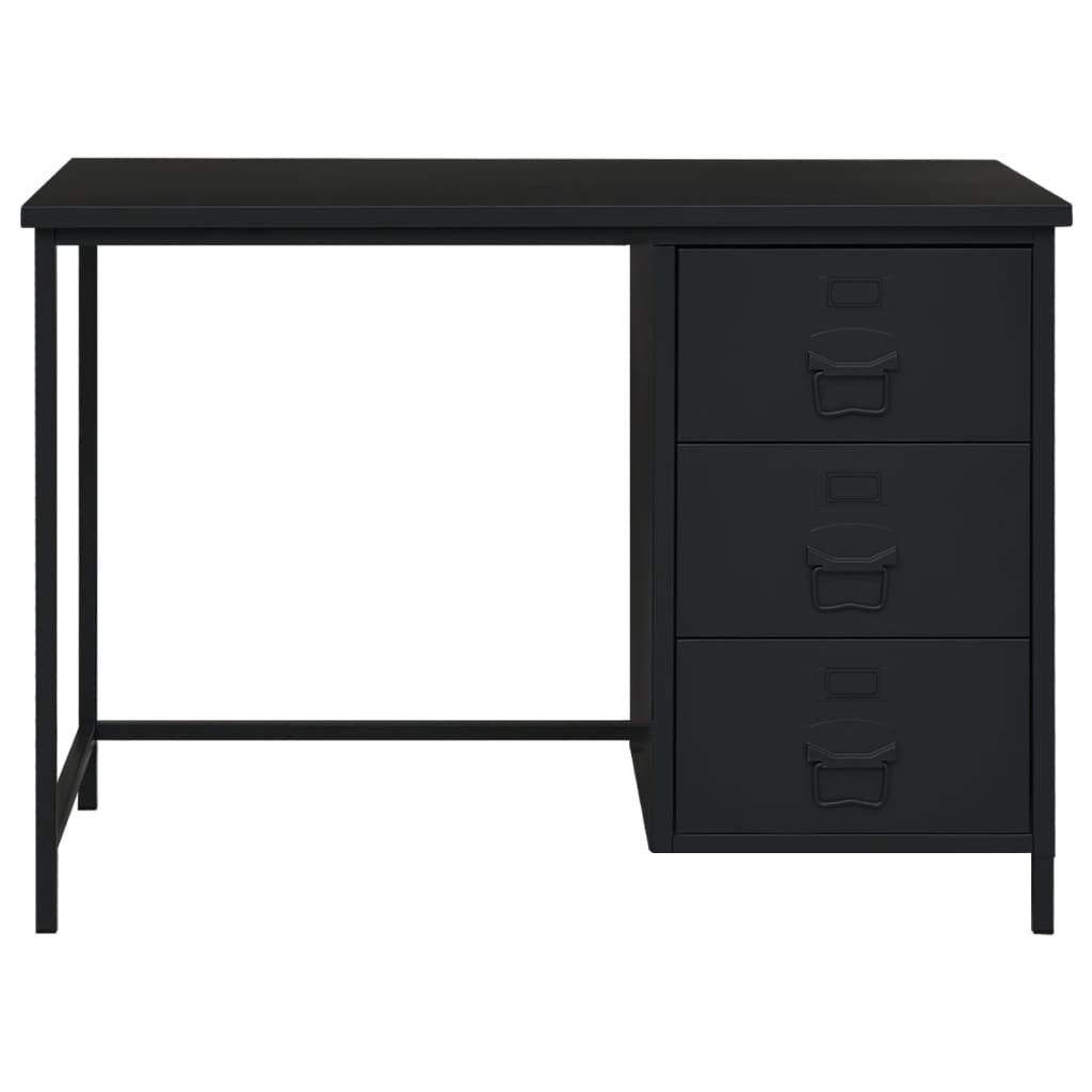 Teollinen työpöytä laatikoilla musta 105x52x75 cm teräs - Sisustajankoti.fi