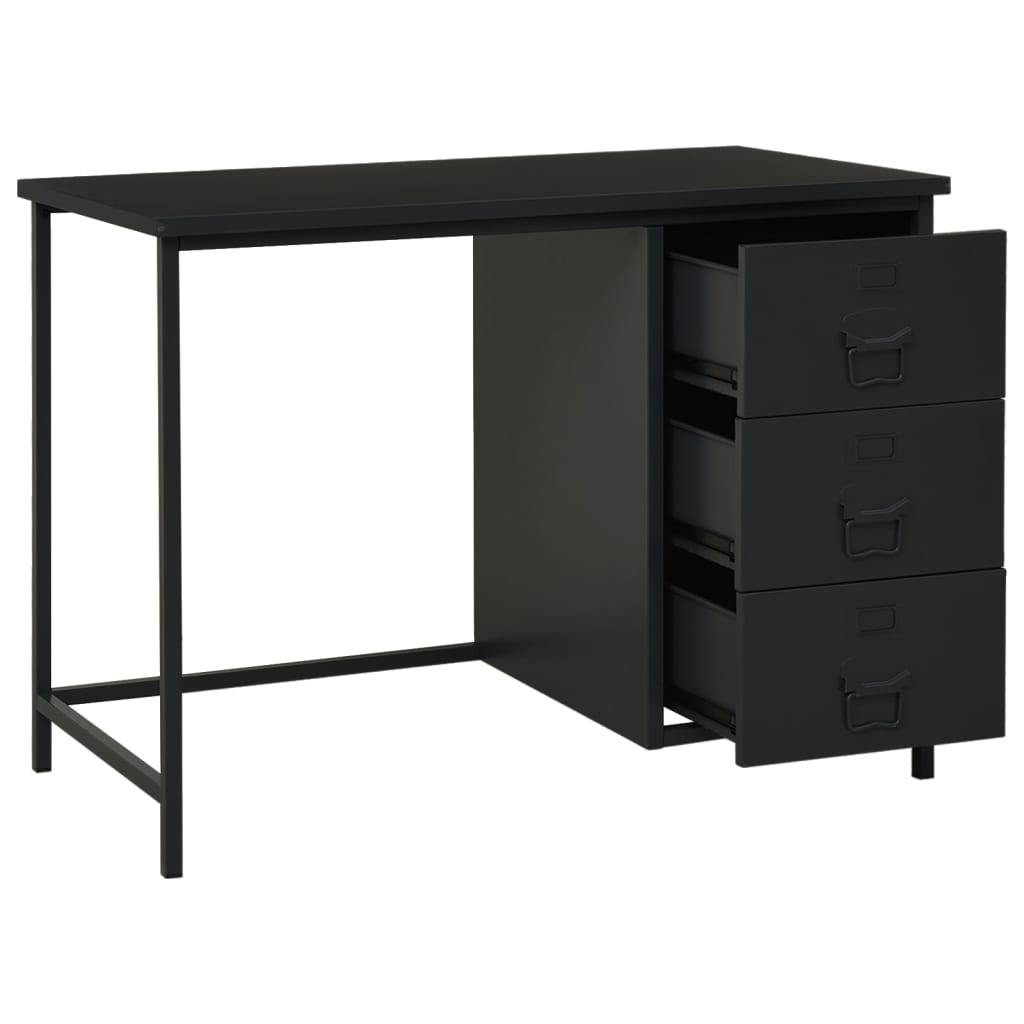 Teollinen työpöytä laatikoilla musta 105x52x75 cm teräs - Sisustajankoti.fi