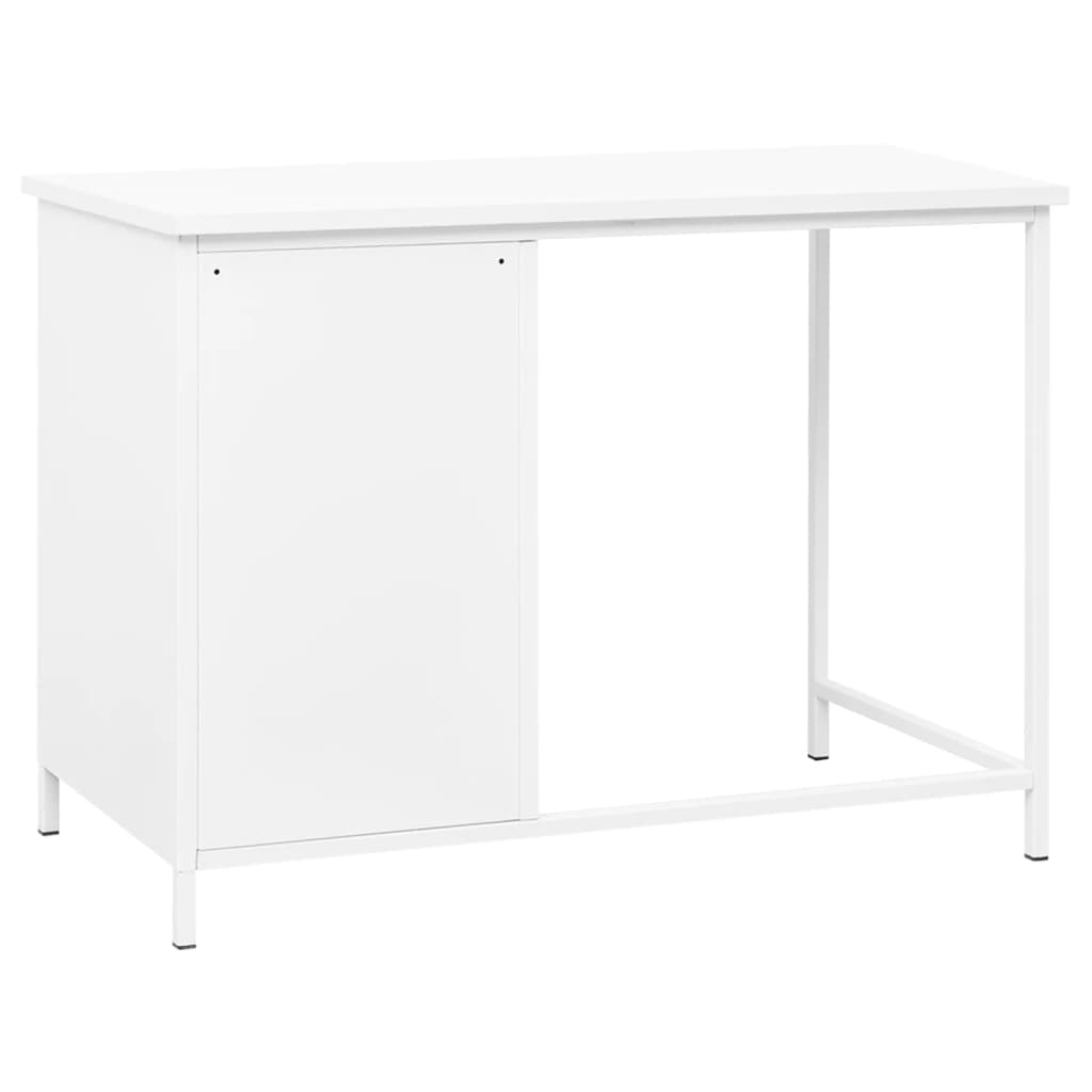Teollinen työpöytä laatikoilla valkoinen 105x52x75 cm teräs - Sisustajankoti.fi