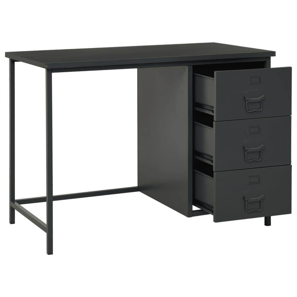 Teollinen työpöytä laatikoilla antrasiitti 105x52x75 cm teräs - Sisustajankoti.fi