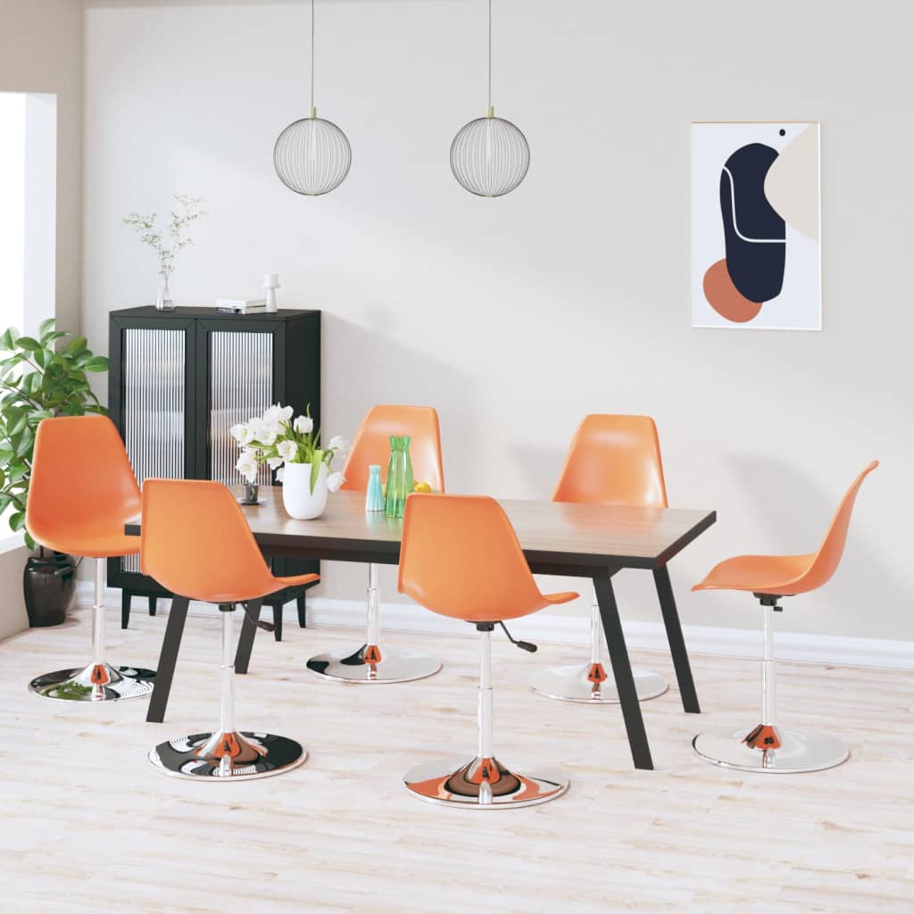 Pyörivät ruokatuolit 6 kpl oranssi PP - Sisustajankoti.fi