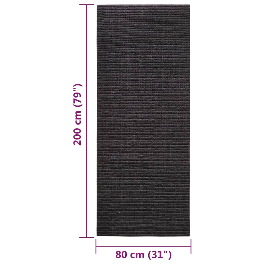 Matto luonnollinen sisal 80x200 cm musta - Sisustajankoti.fi