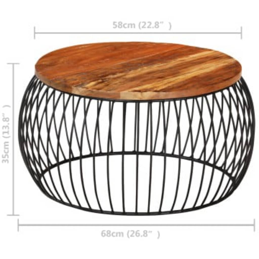 Sohvapöytä Ø68 cm kierrätetty täyspuu - Sisustajankoti.fi
