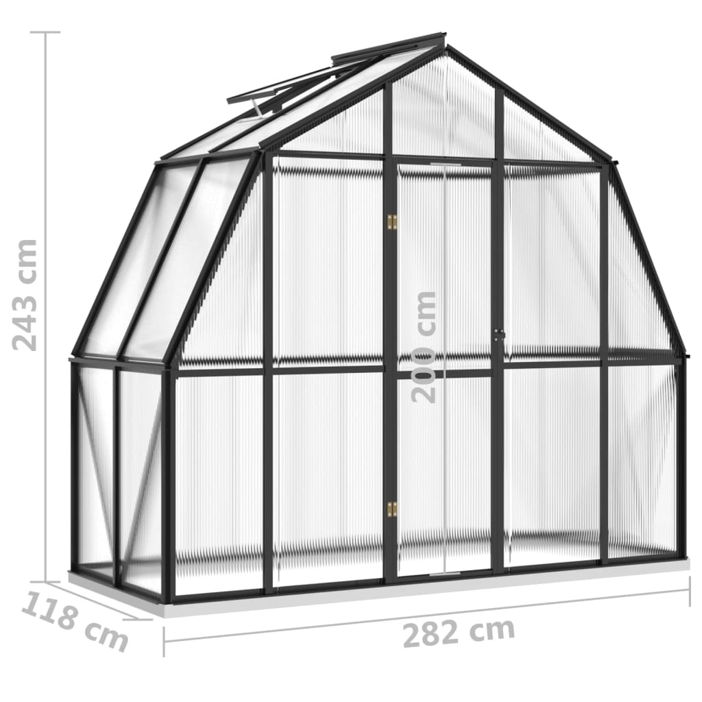 Kasvihuone alumiinirungolla antrasiitti 3,3 m² - Sisustajankoti.fi