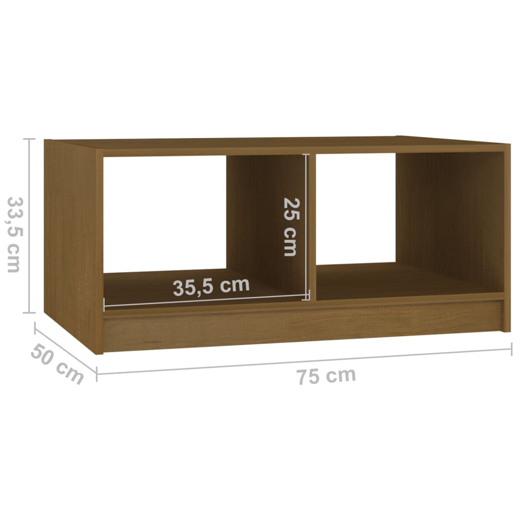Sohvapöytä hunajanruskea 75x50x33,5 cm täysi mänty - Sisustajankoti.fi
